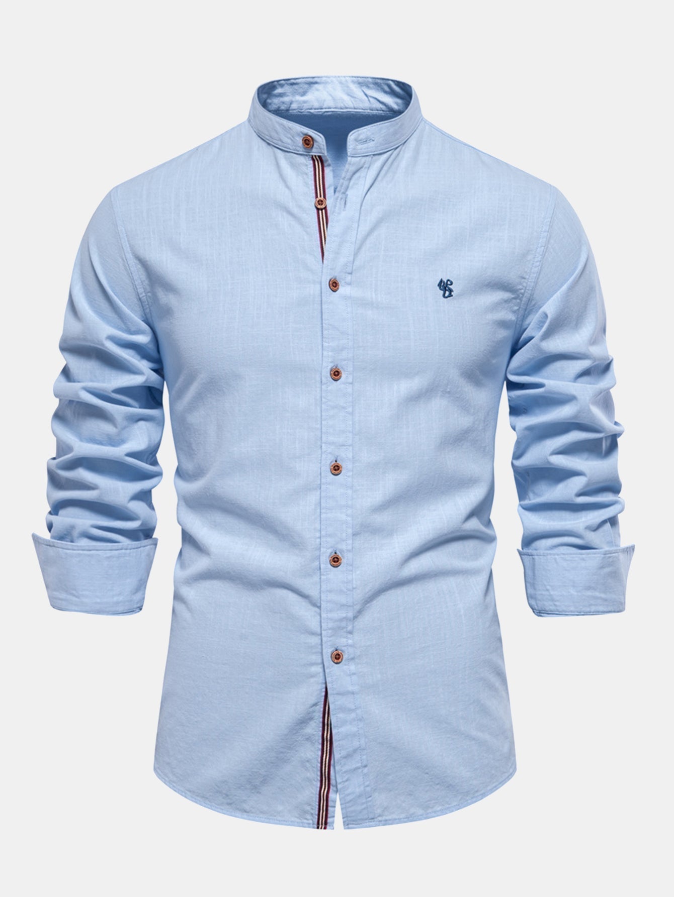 Rowan | Long Sleeve Linen Shirt With Stand Up Collar