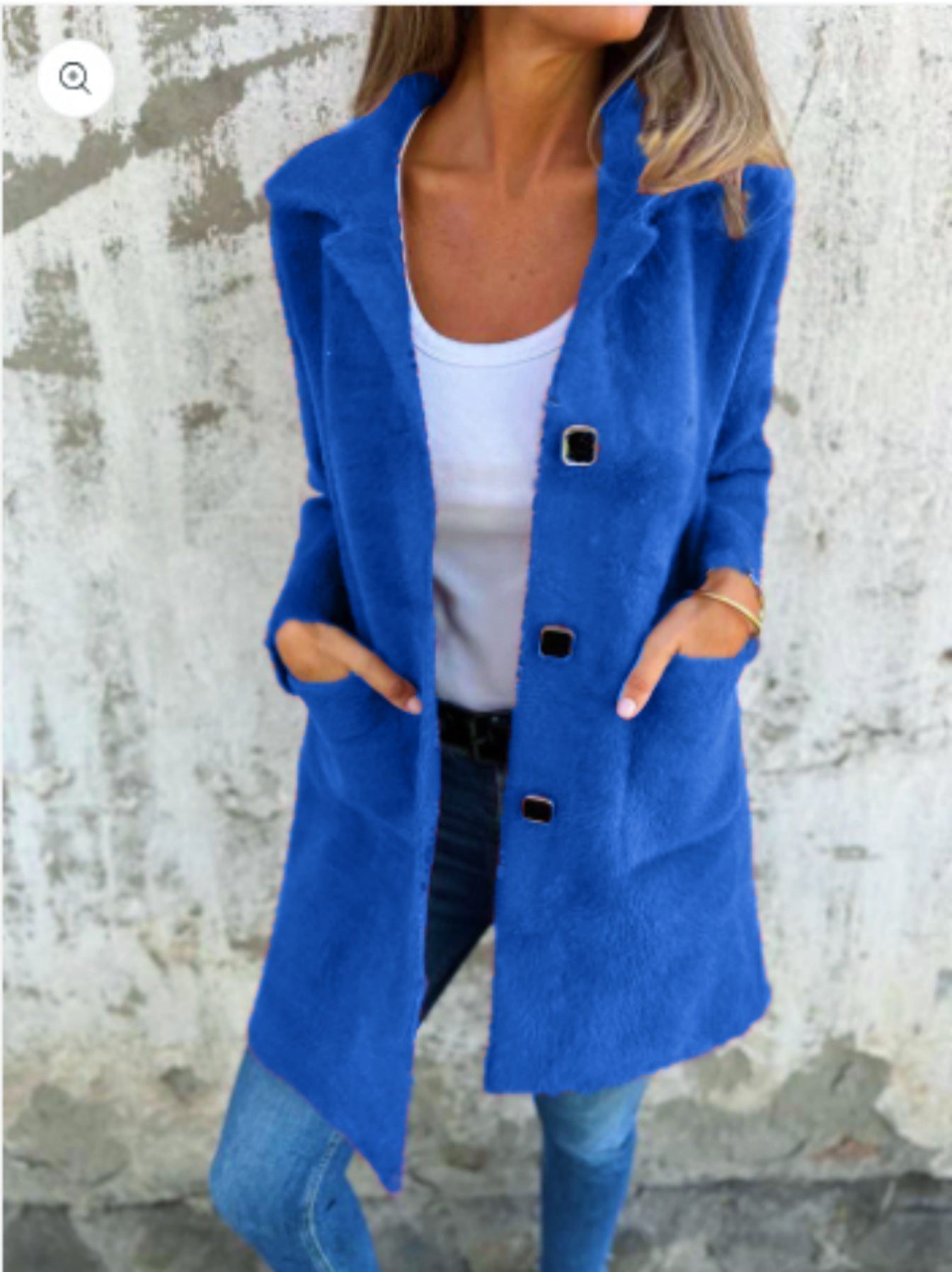 Morwenna | Long Sleeve Button Coat with Pockets