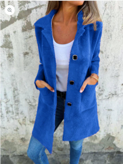 Morwenna | Long Sleeve Button Coat with Pockets